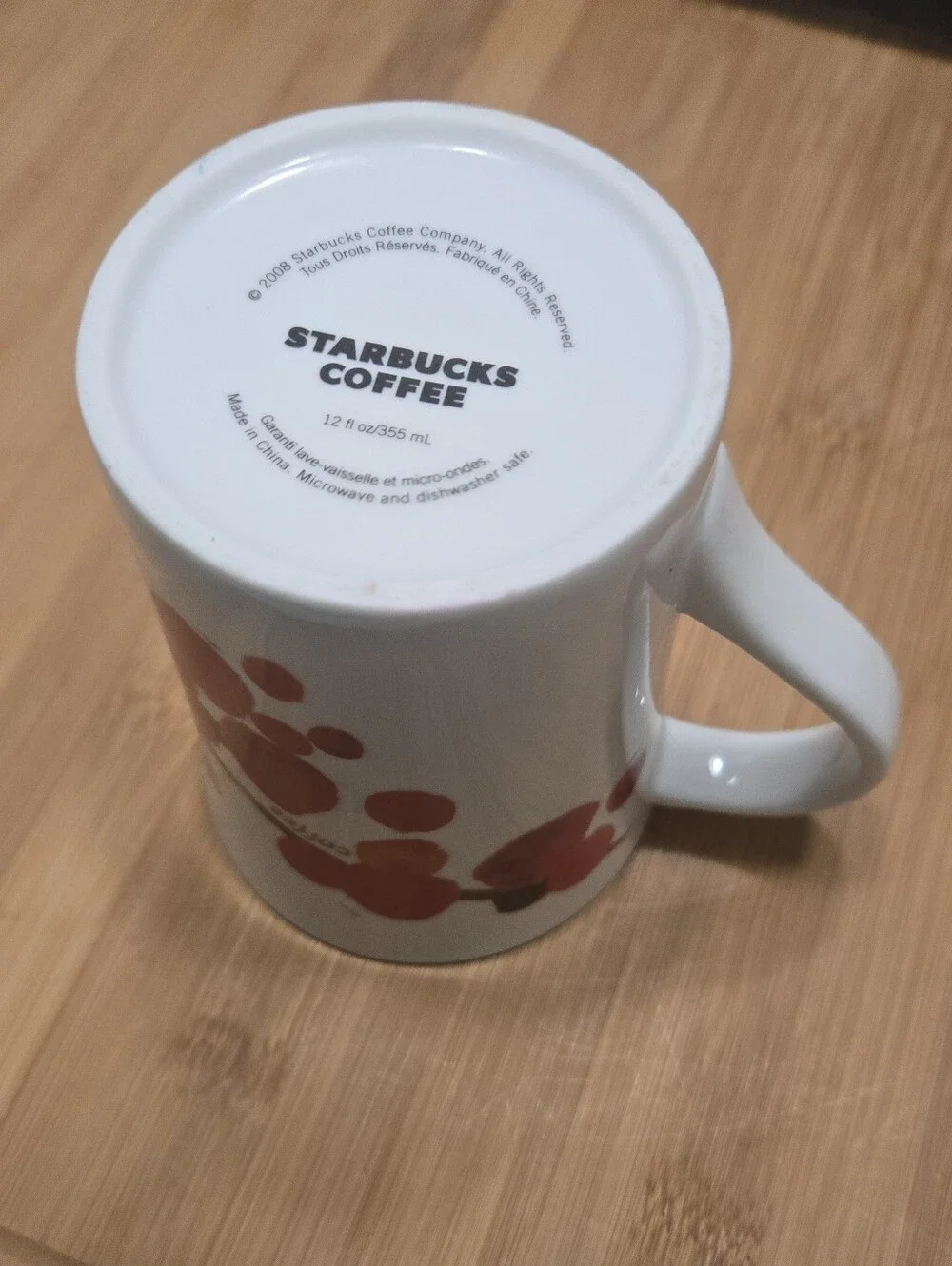 Starbucks Coffee Bean Blue Flowers Red Coffee Beans Floral Coffee Cup 12oz Mug